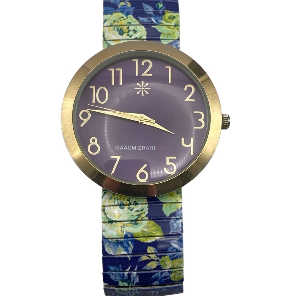 Isaac Mizrahi Live Blue Yellow Floral Band Women's Watch 36mm - Fresh Battery